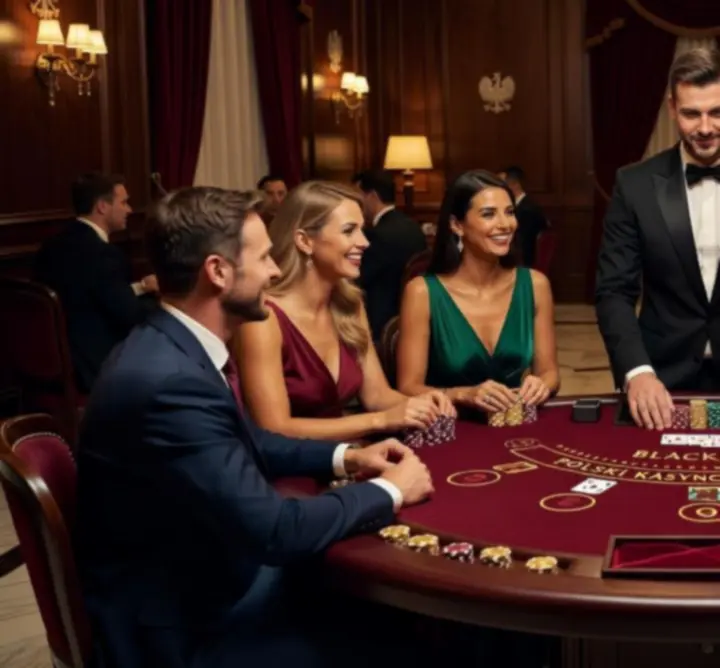 Elegancki stół do blackjacka podczas wieczoru kasynowego