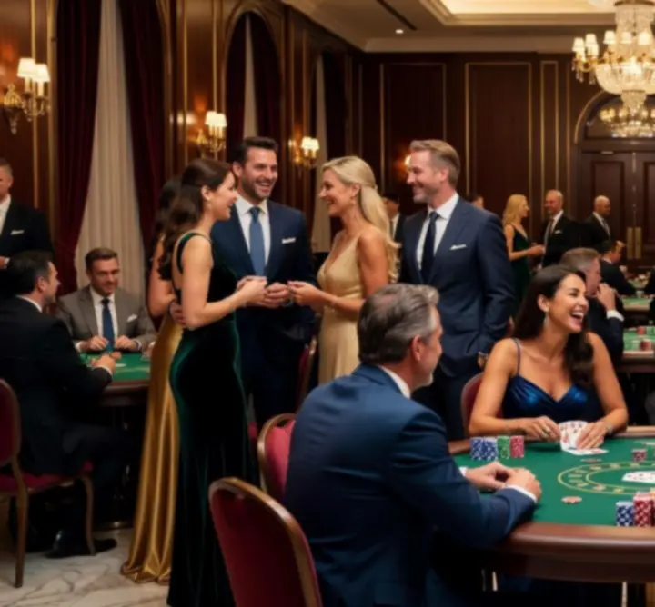 Goście firmowi grający przy stole pokerowym