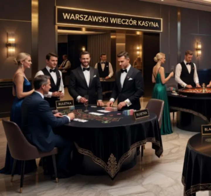 Elegancki kasynowy event firmowy z profesjonalnym stołem pokerowym