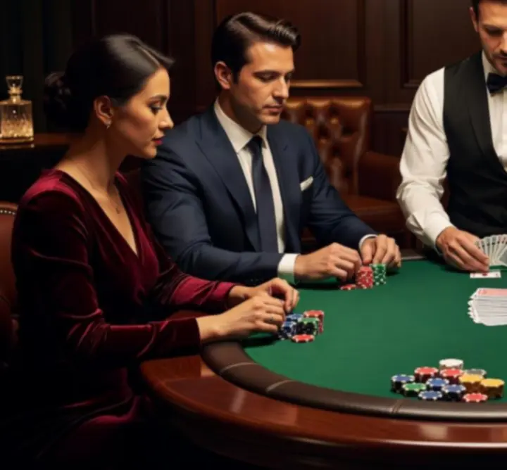 Kameralny stół pokerowy przygotowany na wieczór rozrywkowy