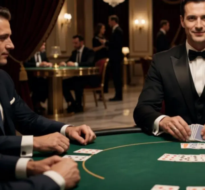 Profesjonalny krupier prowadzący rozgrywkę podczas eleganckiego eventu firmowego